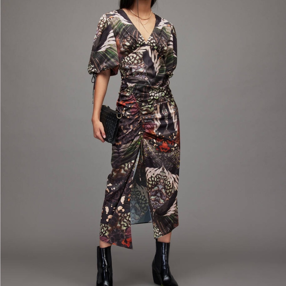 All Saints Safiya Gene Butterfly Print Maxi Dress